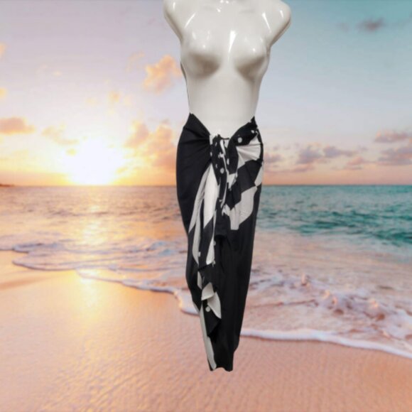 Womens Sarong Pareo Cotton Wrap HandPainted Batik Wrapskirt Beachwear -NEW - Picture 5 of 6